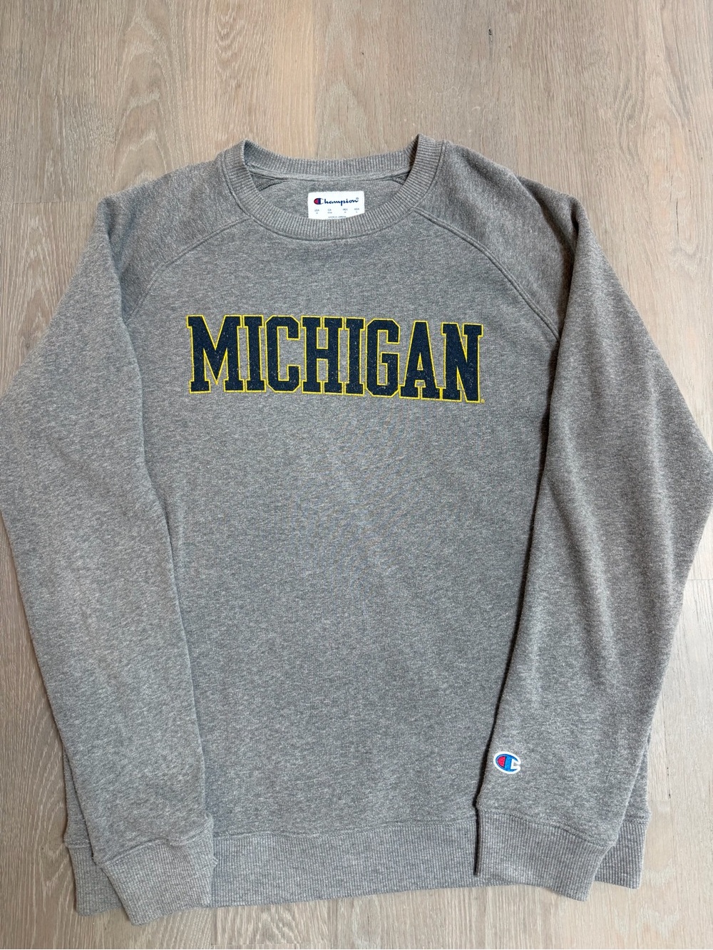 Champion Gray Crewneck Sweatshirt with Michigan Logo